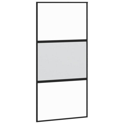 Berkfield Sliding Door Black 102.5x205 cm Tempered Glass and Aluminium