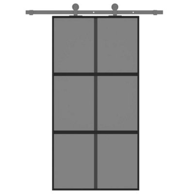 Berkfield Sliding Door Black 102.5x205 cm Tempered Glass and Aluminium