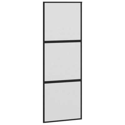 Berkfield Sliding Door Black 76x205 cm Tempered Glass and Aluminium