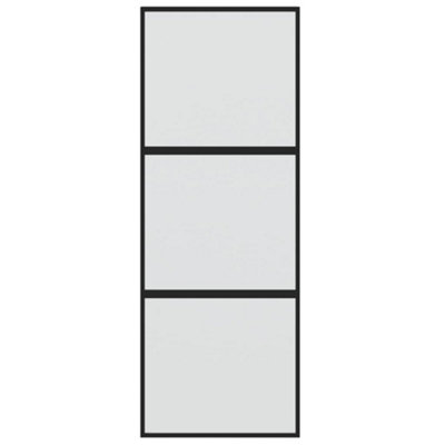 Berkfield Sliding Door Black 76x205 cm Tempered Glass and Aluminium