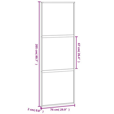 Berkfield Sliding Door Black 76x205 cm Tempered Glass and Aluminium