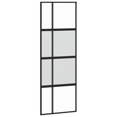 Berkfield Sliding Door Black 76x205 cm Tempered Glass and Aluminium