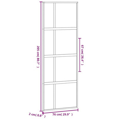 Berkfield Sliding Door Black 76x205 cm Tempered Glass and Aluminium