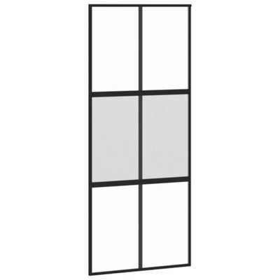 Berkfield Sliding Door Black 90x205 cm Tempered Glass and Aluminium