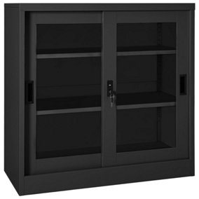 Berkfield Sliding Door Cabinet Anthracite 90x40x90 cm Steel