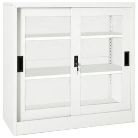 Berkfield Sliding Door Cabinet White 90x40x90 cm Steel