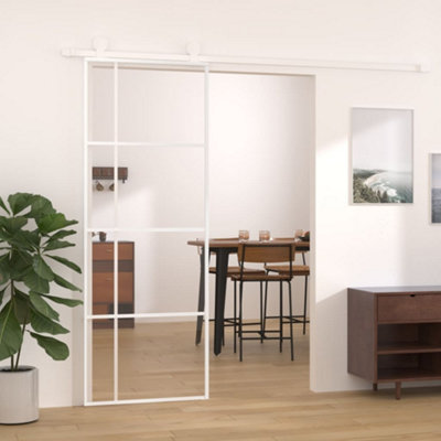 Berkfield Sliding Door ESG Glass and Aluminium 76x205 cm White