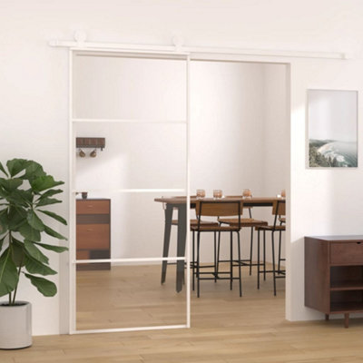 Berkfield Sliding Door ESG Glass and Aluminium 90x205 cm White