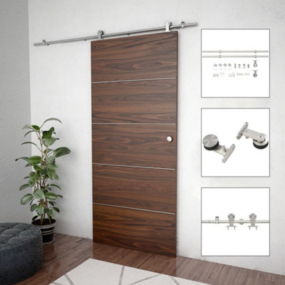 Berkfield Sliding Door Hardware Kit 183 cm Stainless Steel Silver | £ ...