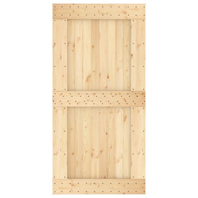 Berkfield Sliding Door with Hardware Set 100x210 cm Solid Wood Pine