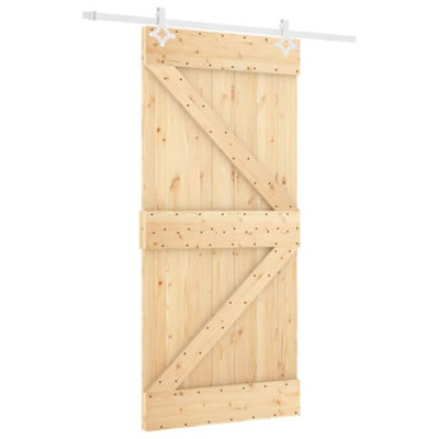 Berkfield Sliding Door with Hardware Set 100x210 cm Solid Wood Pine