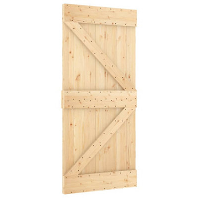 Berkfield Sliding Door with Hardware Set 100x210 cm Solid Wood Pine