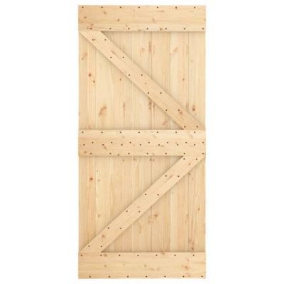 Berkfield Sliding Door with Hardware Set 100x210 cm Solid Wood Pine