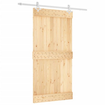 Berkfield Sliding Door with Hardware Set 100x210 cm Solid Wood Pine