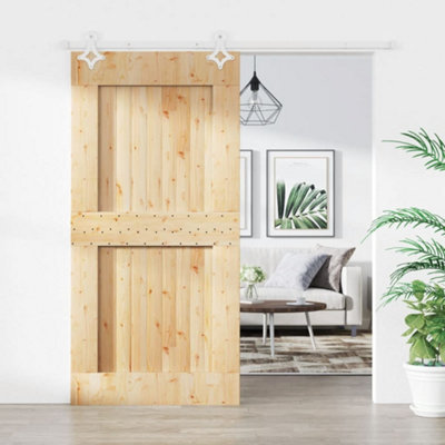 Berkfield Sliding Door with Hardware Set 100x210 cm Solid Wood Pine