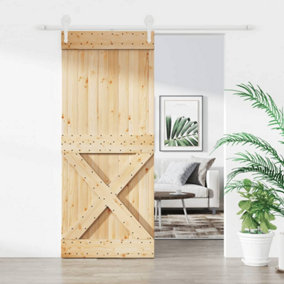 Berkfield Sliding Door with Hardware Set 100x210 cm Solid Wood Pine