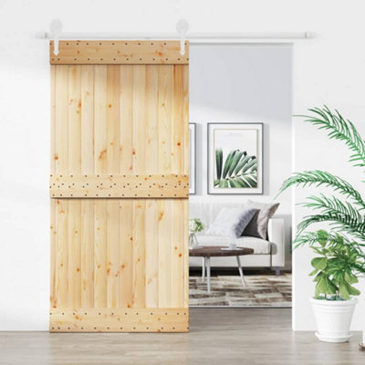 Berkfield Sliding Door with Hardware Set 100x210 cm Solid Wood Pine