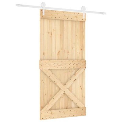 Berkfield Sliding Door with Hardware Set 100x210 cm Solid Wood Pine