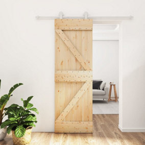 Berkfield Sliding Door with Hardware Set 70x210 cm Solid Wood Pine