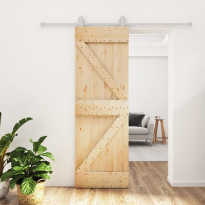 Berkfield Sliding Door with Hardware Set 70x210 cm Solid Wood Pine