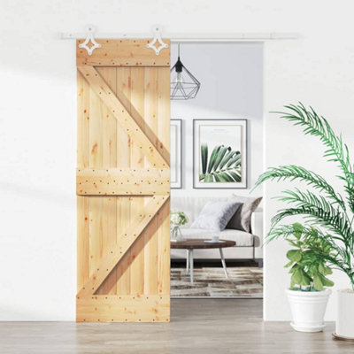 Berkfield Sliding Door with Hardware Set 70x210 cm Solid Wood Pine