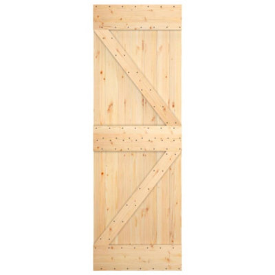 Berkfield Sliding Door with Hardware Set 70x210 cm Solid Wood Pine