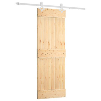 Berkfield Sliding Door with Hardware Set 70x210 cm Solid Wood Pine