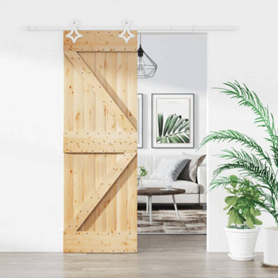 Berkfield Sliding Door with Hardware Set 70x210 cm Solid Wood Pine