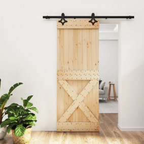 Berkfield Sliding Door with Hardware Set 80x210 cm Solid Wood Pine