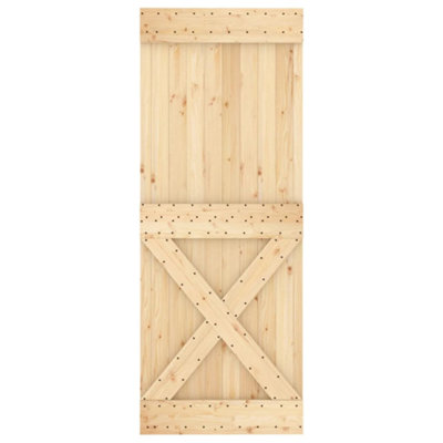 Berkfield Sliding Door with Hardware Set 80x210 cm Solid Wood Pine