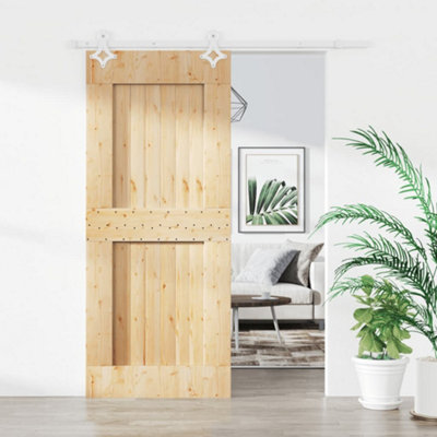 Berkfield Sliding Door with Hardware Set 80x210 cm Solid Wood Pine