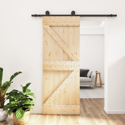 Berkfield Sliding Door with Hardware Set 85x210 cm Solid Wood Pine