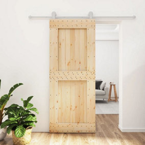 Berkfield Sliding Door with Hardware Set 85x210 cm Solid Wood Pine