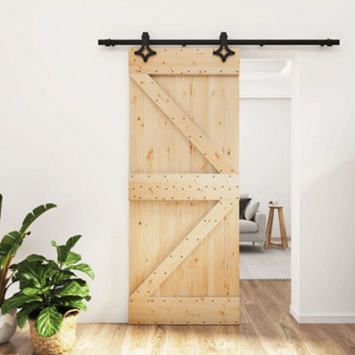 Berkfield Sliding Door with Hardware Set 85x210 cm Solid Wood Pine