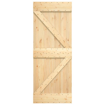 Berkfield Sliding Door with Hardware Set 85x210 cm Solid Wood Pine