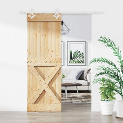 Berkfield Sliding Door with Hardware Set 85x210 cm Solid Wood Pine