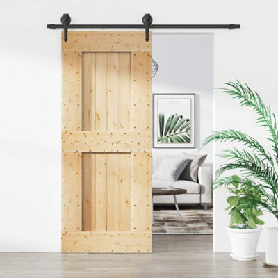 Berkfield Sliding Door with Hardware Set 85x210 cm Solid Wood Pine