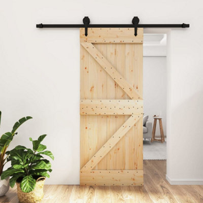 Berkfield Sliding Door with Hardware Set 85x210 cm Solid Wood Pine