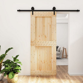 Berkfield Sliding Door with Hardware Set 85x210 cm Solid Wood Pine
