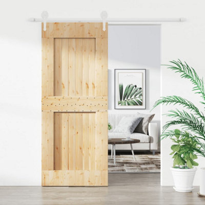 Berkfield Sliding Door with Hardware Set 85x210 cm Solid Wood Pine