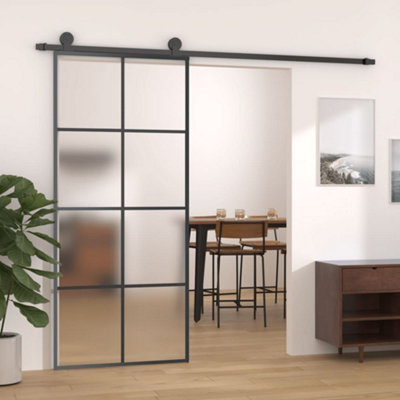 Berkfield Sliding Door with Hardware Set 90x205 cm ESG Glass&Aluminium