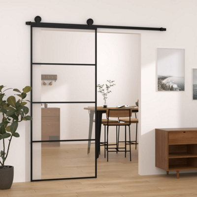 Berkfield Sliding Door With Hardware Set 90x205 Cm ESG Glass Aluminium   Berkfield Sliding Door With Hardware Set 90x205 Cm Esg Glass Aluminium~7720845648275 01c MP