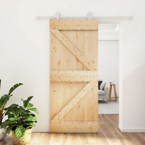Berkfield Sliding Door with Hardware Set 90x210 cm Solid Wood Pine