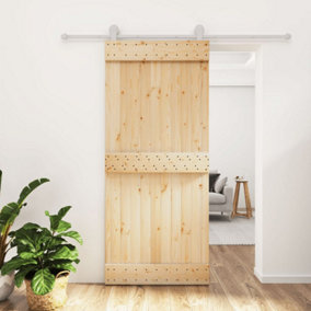 Berkfield Sliding Door with Hardware Set 90x210 cm Solid Wood Pine