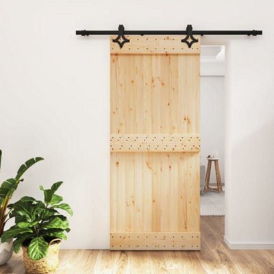 Berkfield Sliding Door with Hardware Set 90x210 cm Solid Wood Pine