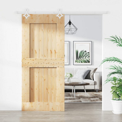 Berkfield Sliding Door with Hardware Set 90x210 cm Solid Wood Pine