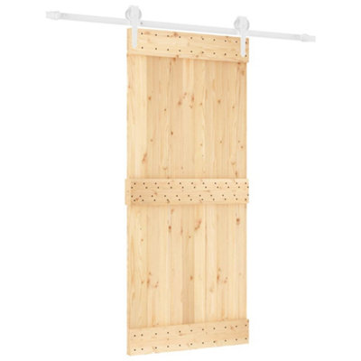 Berkfield Sliding Door with Hardware Set 90x210 cm Solid Wood Pine