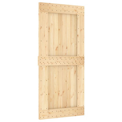 Berkfield Sliding Door with Hardware Set 95x210 cm Solid Wood Pine