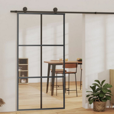 Berkfield Sliding Door with Hardware Set ESG Glass&Aluminium 102x205 cm