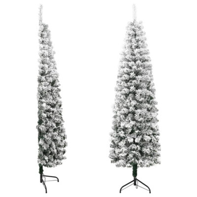 Berkfield Slim Artificial Half Christmas Tree with Flocked Snow 150 cm